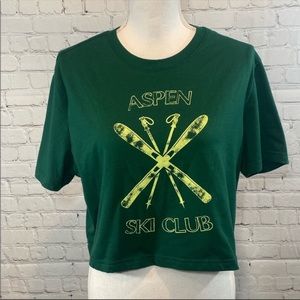 COLSIE Green Aspen Ski Club Cropped Tee-XL